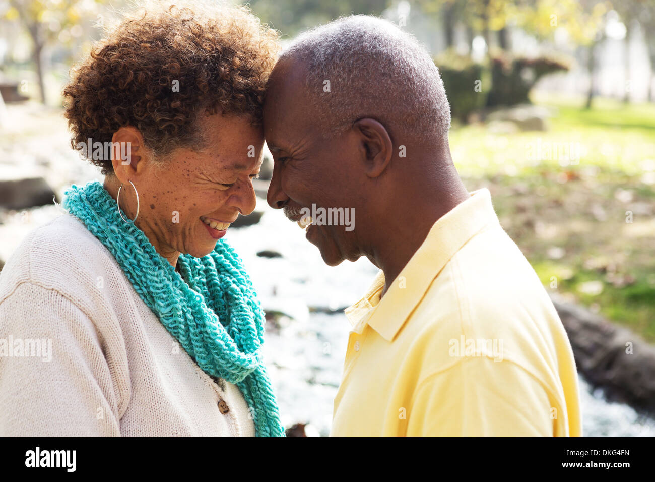 Coppia senior faccia a faccia sorridente Foto Stock