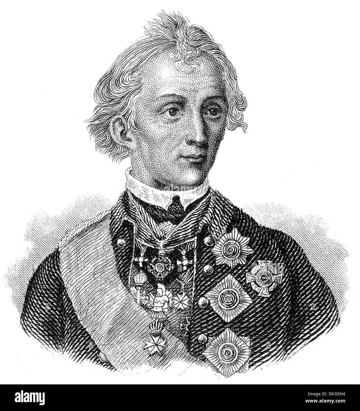 Alexander Vasilyevich Suvorov, 1729 o 1730 - 1800, il conte Suvorov di Rymnik, principe d'Italia, Conte del Sacro Romano Impero, Foto Stock