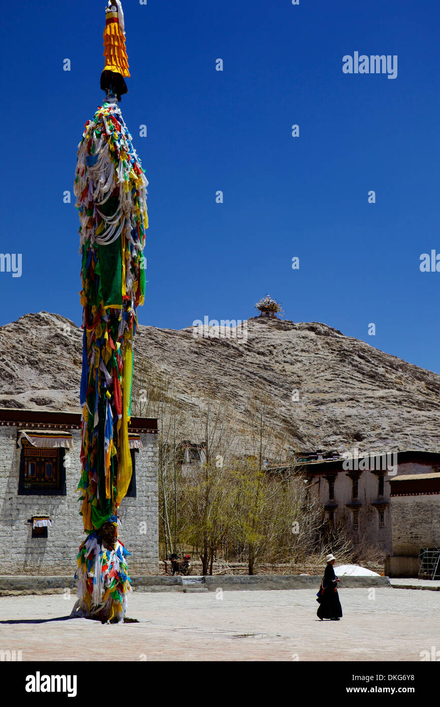 Cortile nel monastero Palcho, Gyantse, Tibet, Cina e Asia Foto Stock