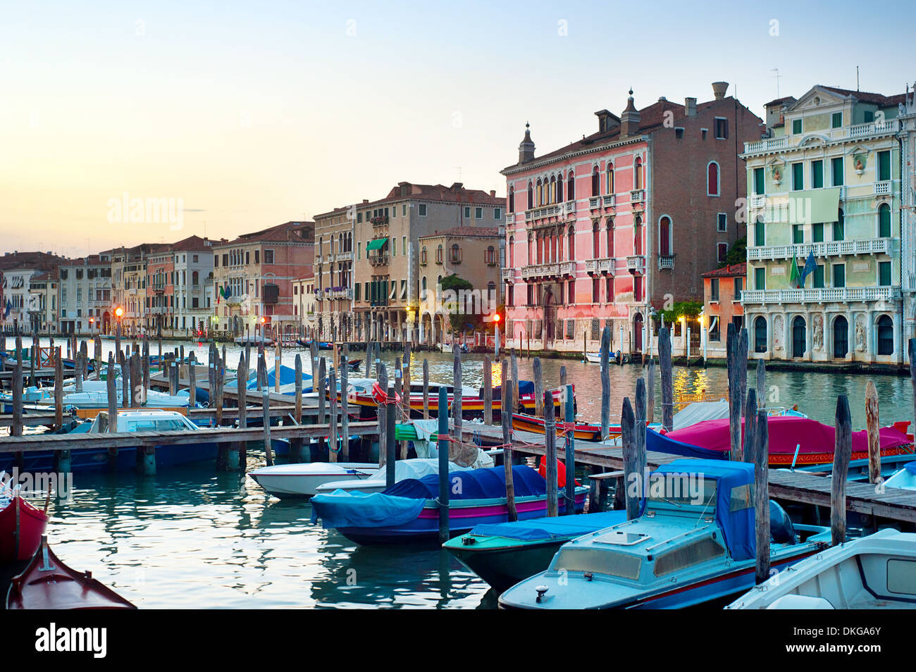Grand Canal al crepuscolo. Venezia, Italia Foto Stock