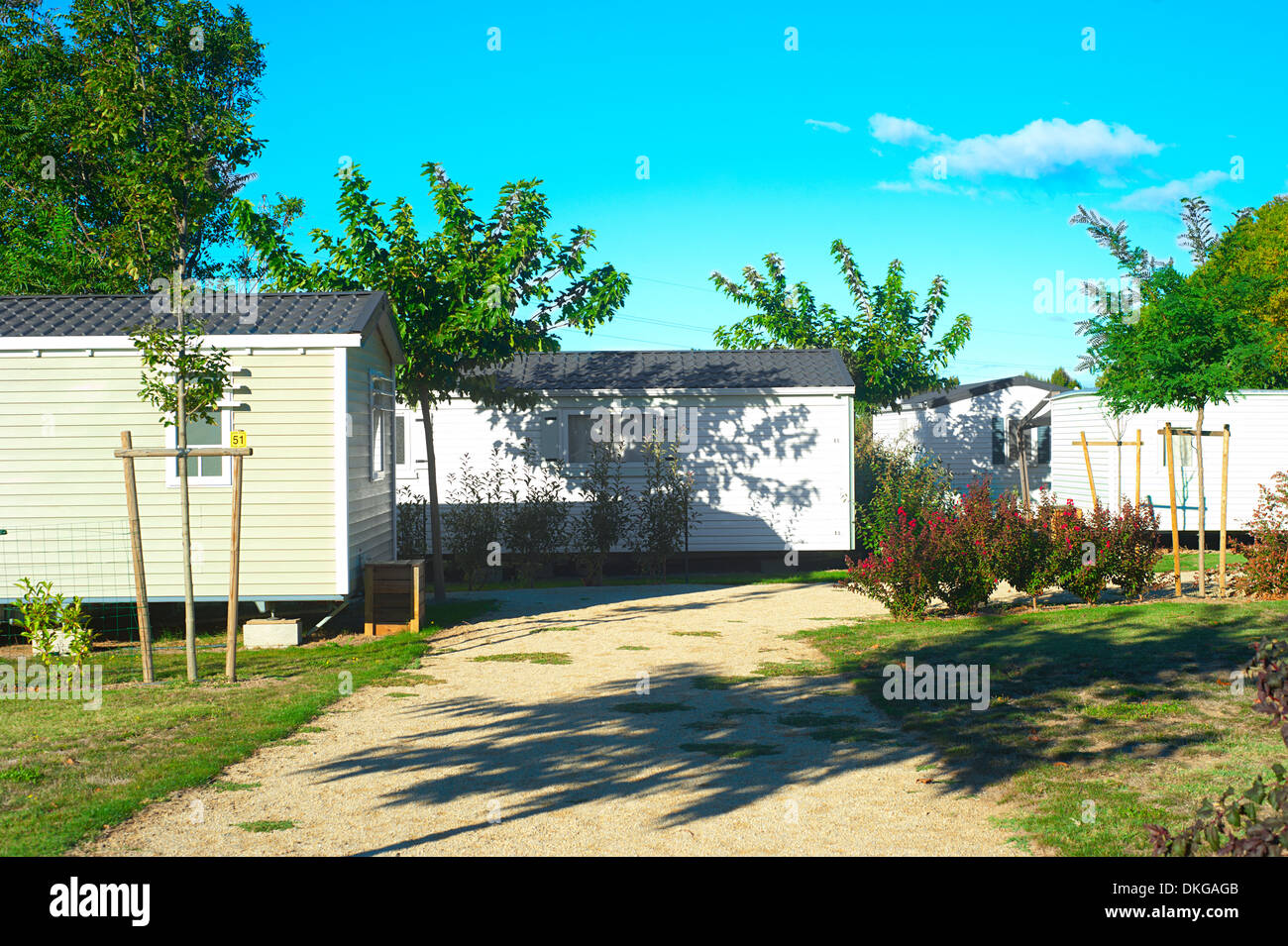 Campeggio con identico case mobili Foto Stock