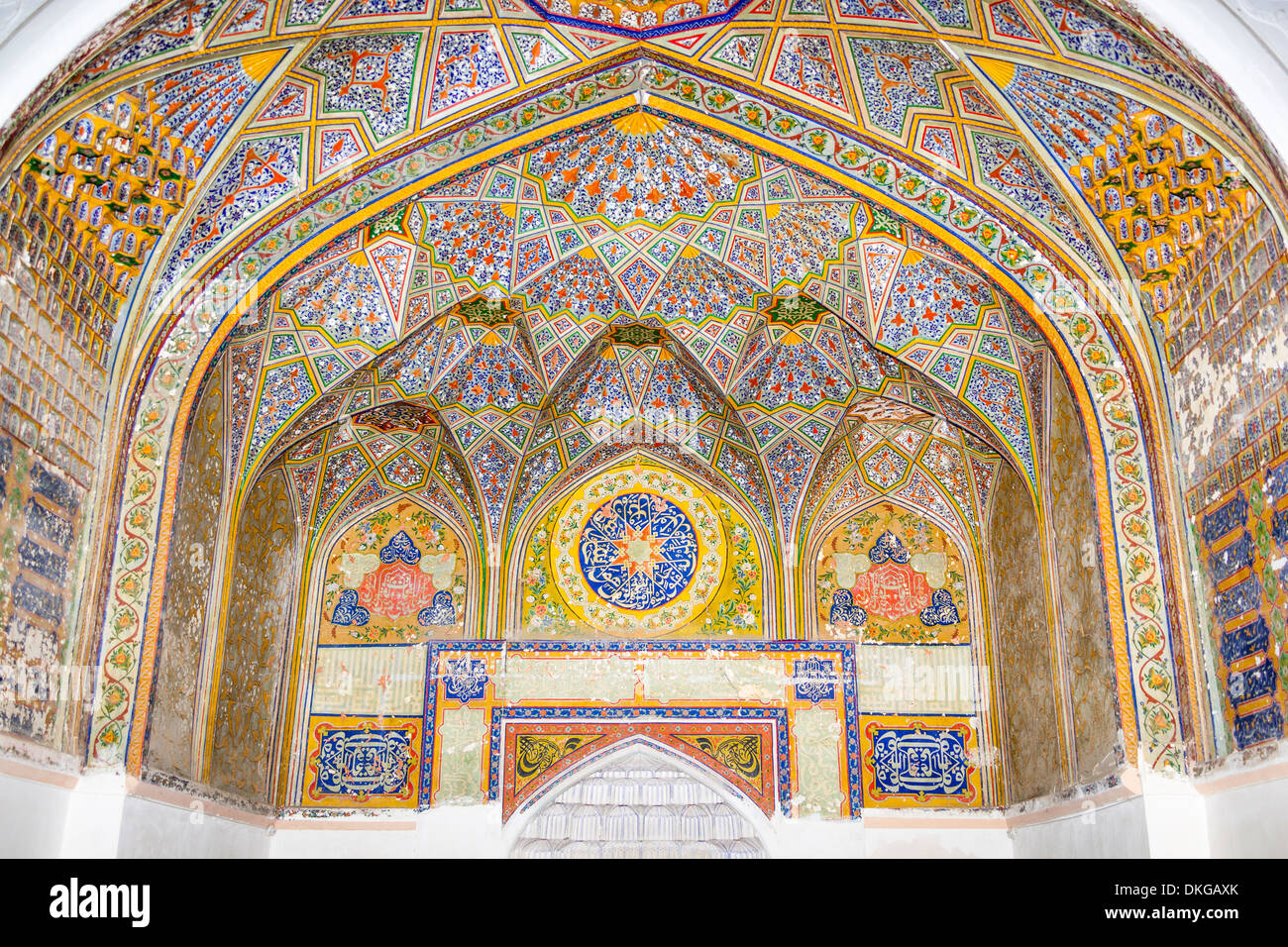 Il mihrab, Nadir Divan Begi Khanaka, noto anche come Nadir Divan Beghi Khanaka, Bukhara, Uzbekistan Foto Stock