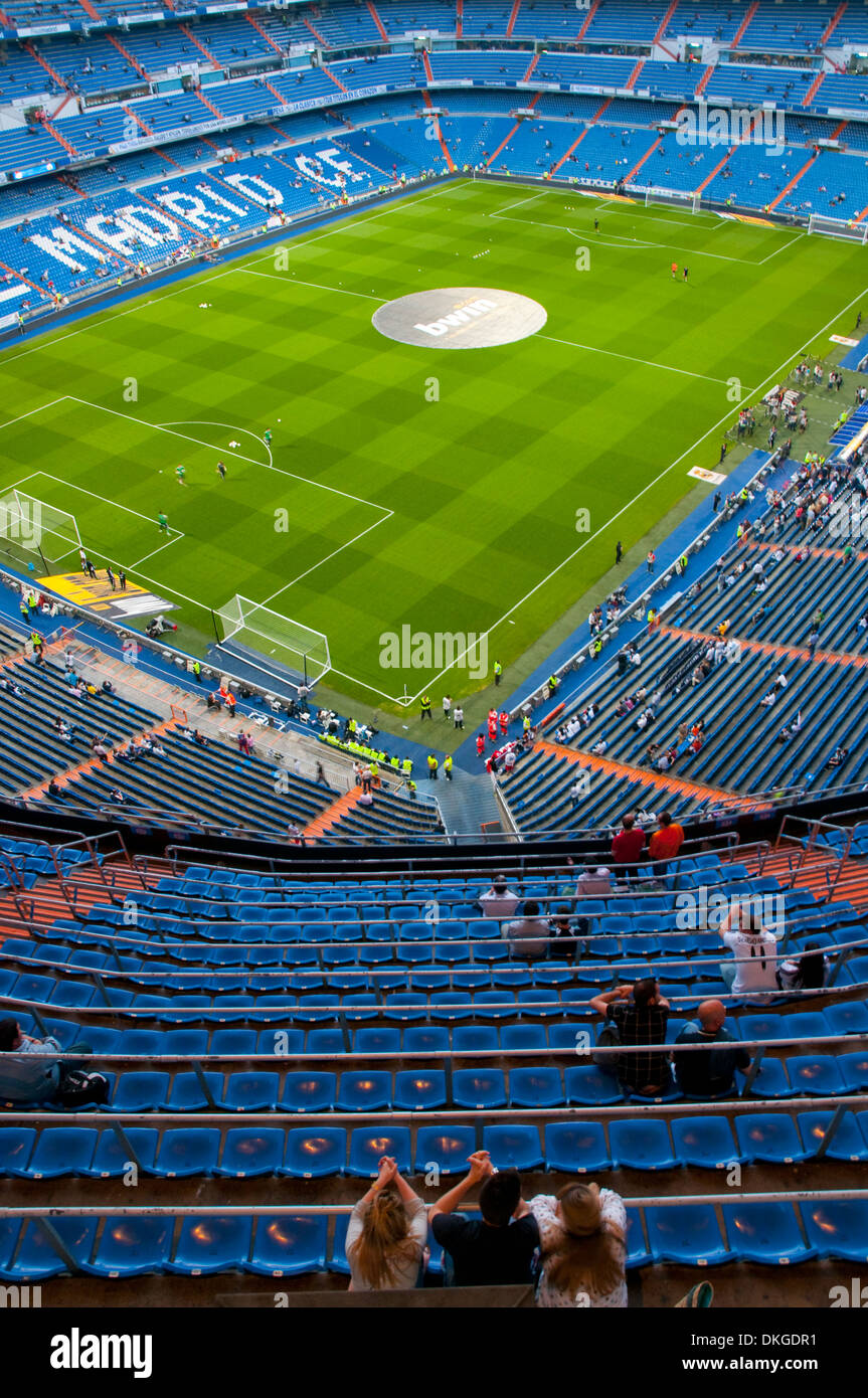 Stadio Santiago Bernabeu prima partita di calcio. Madrid, Spagna. Foto Stock