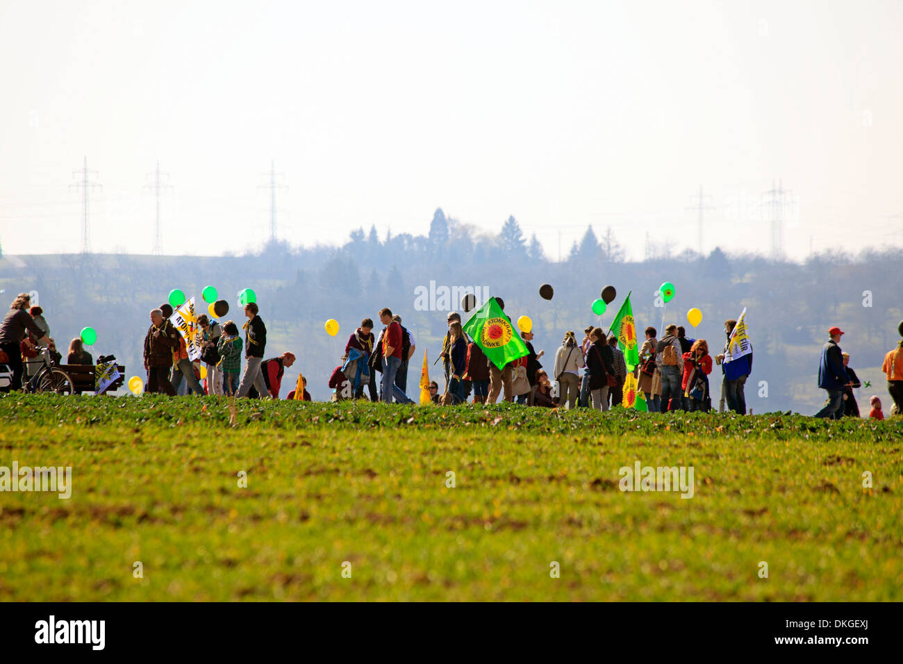 Anti-nucleare attivista, nucleare, Neckarwestheim, Baden-Wuerttemberg, Germania, Europa Foto Stock