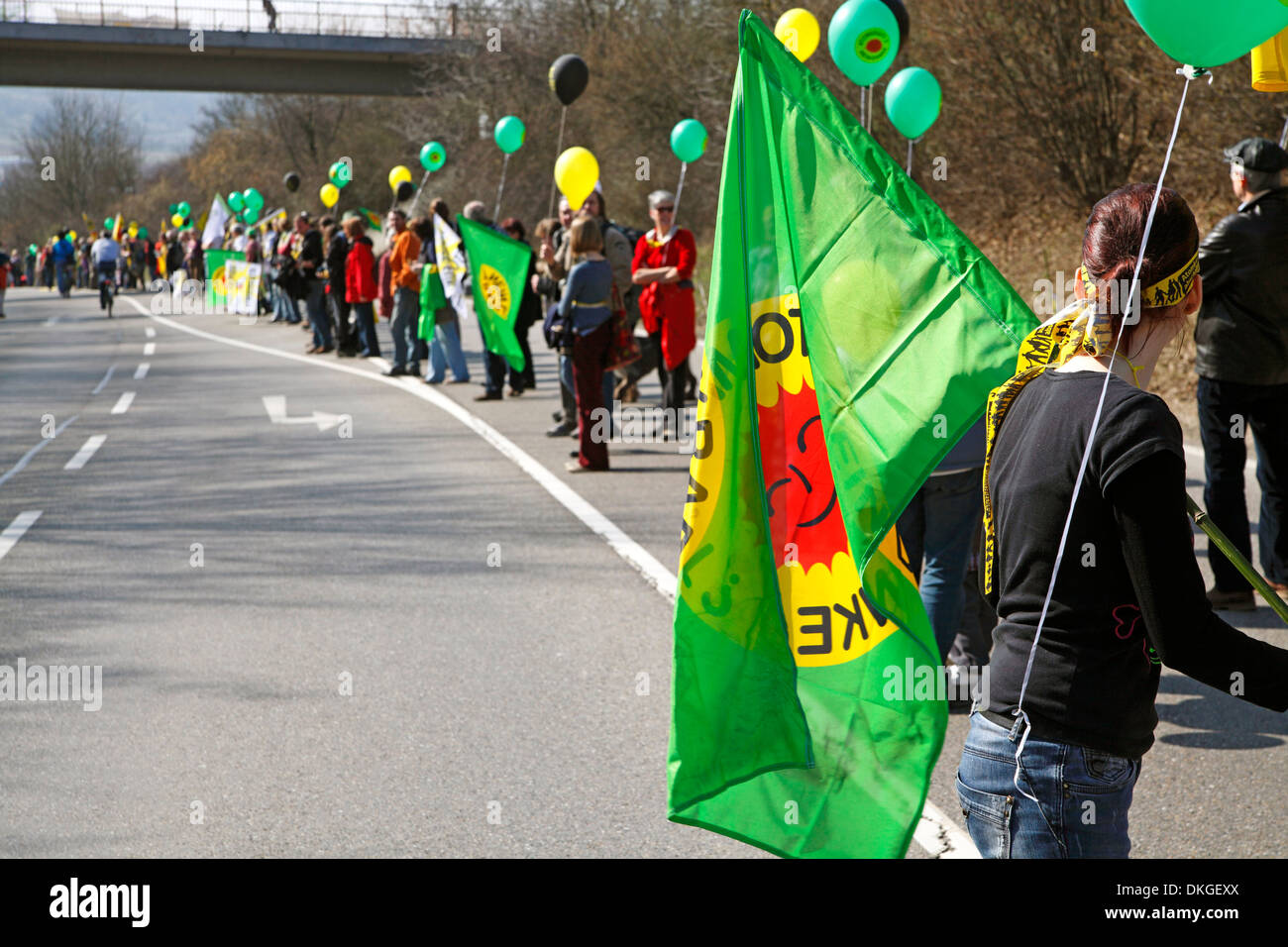 Anti-nucleare attivista, nucleare, Neckarwestheim, Baden-Wuerttemberg, Germania, Europa Foto Stock