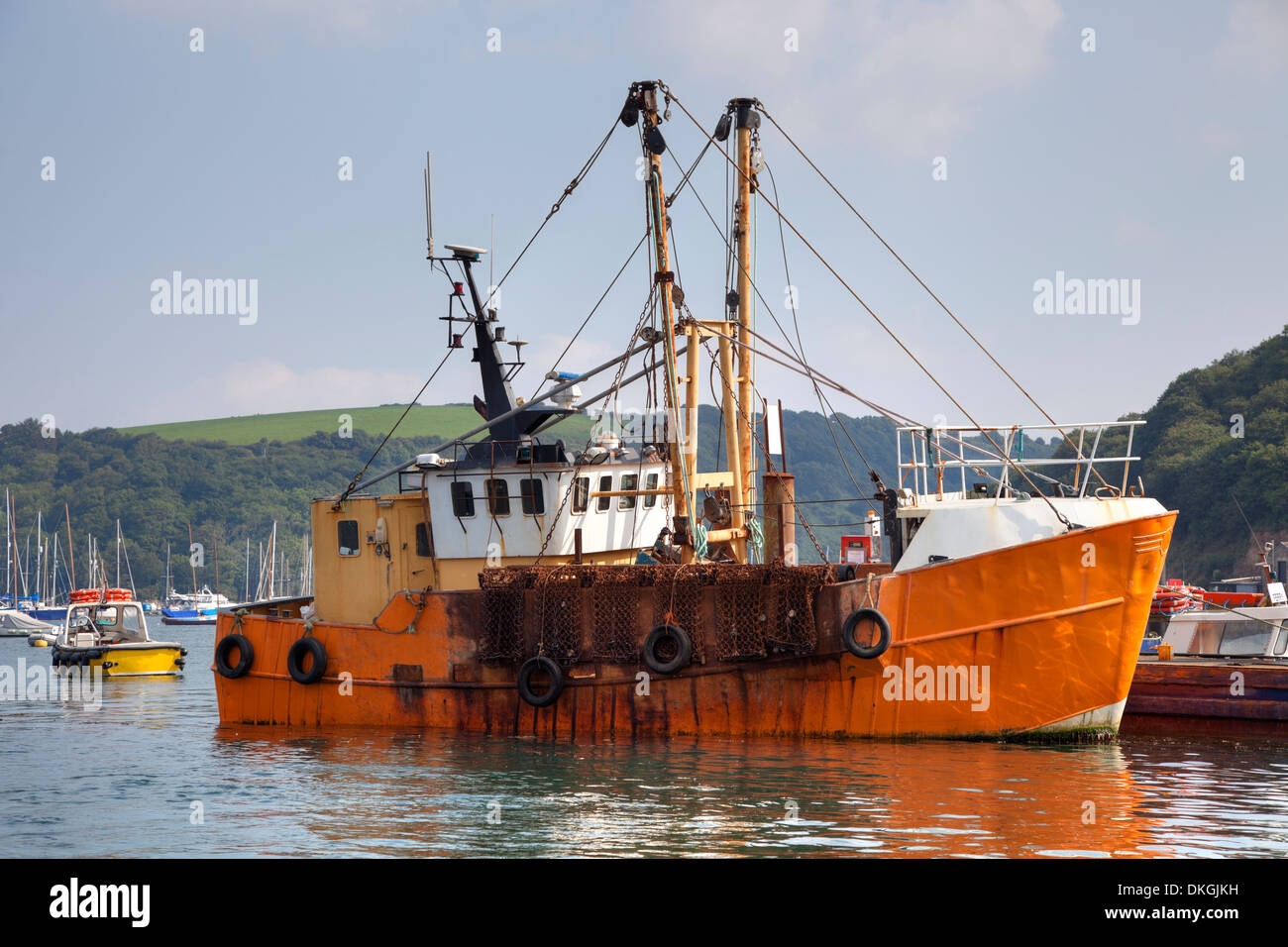 Barca da pesca a Polruan vicino a Fowey, Cornwall, Inghilterra. Foto Stock