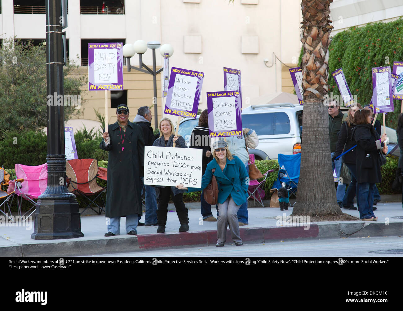 Bambini Servizi di protezione sociale dei lavoratori in sciopero Foto Stock