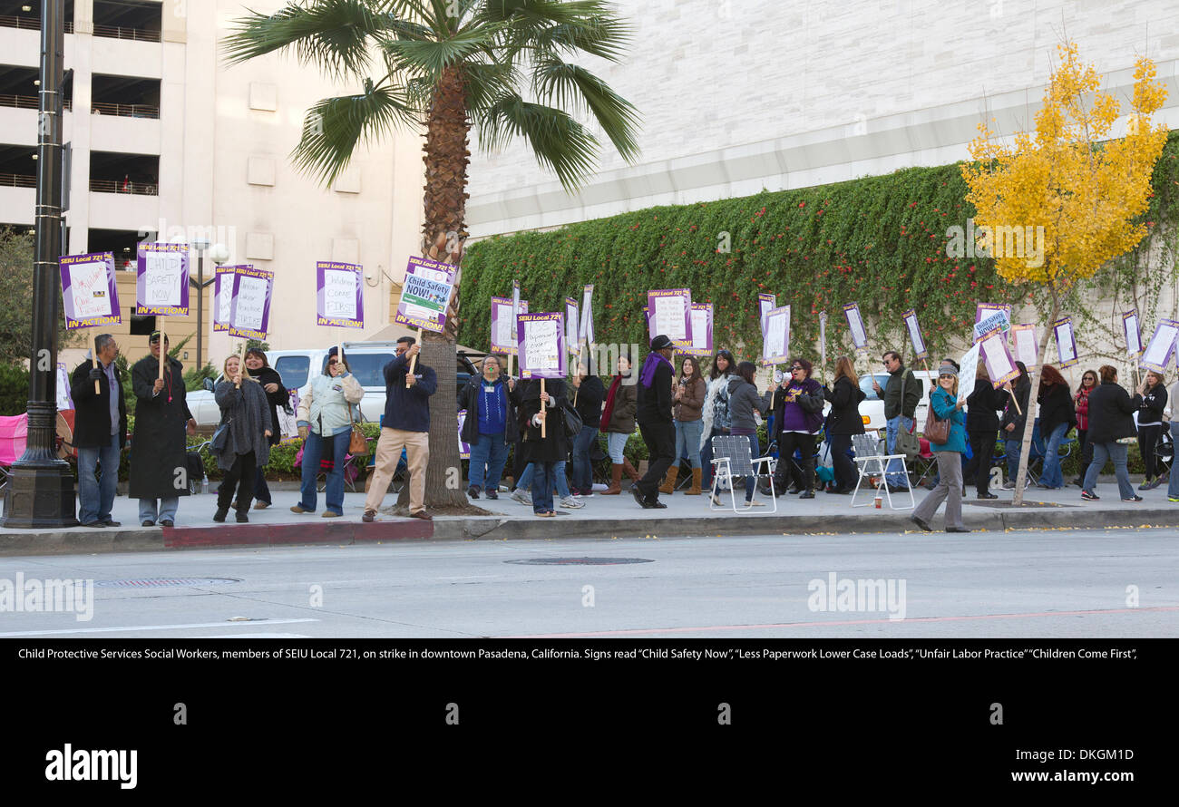 Bambini Servizi di protezione sociale dei lavoratori in sciopero Foto Stock