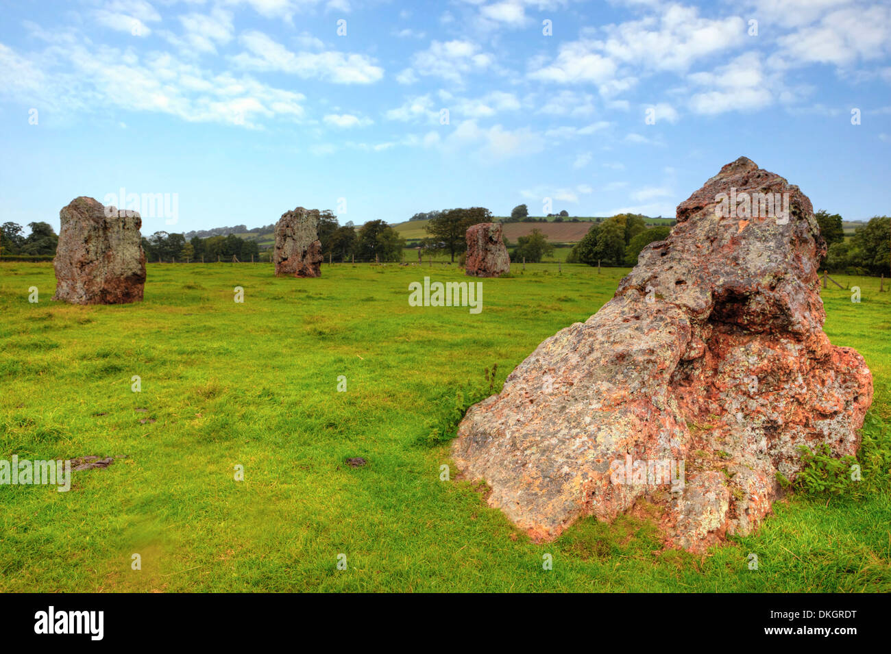 Cerchi di pietre, Stanton Drew, Somerset, Inghilterra, Regno Unito Foto Stock