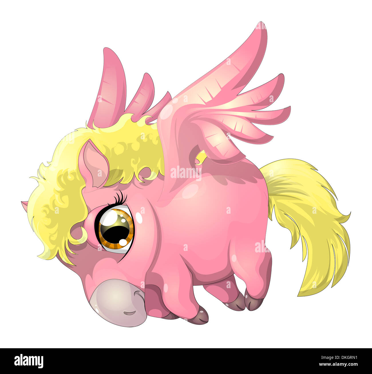 Bella Pegasus rosa su sfondo bianco Foto Stock