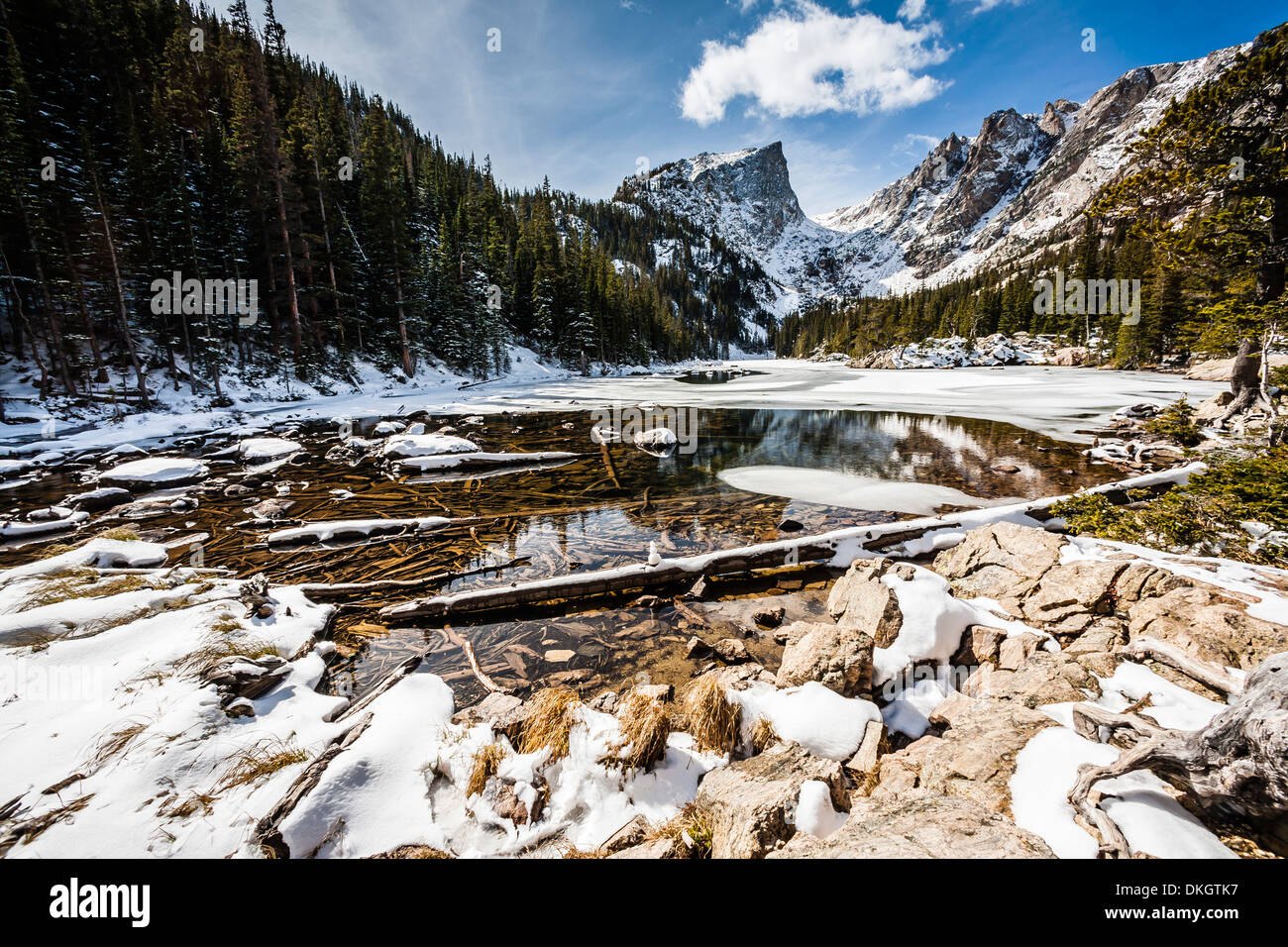Bear Lake in inverno, Rocky Mountain National Park, COLORADO, Stati Uniti d'America, America del Nord Foto Stock