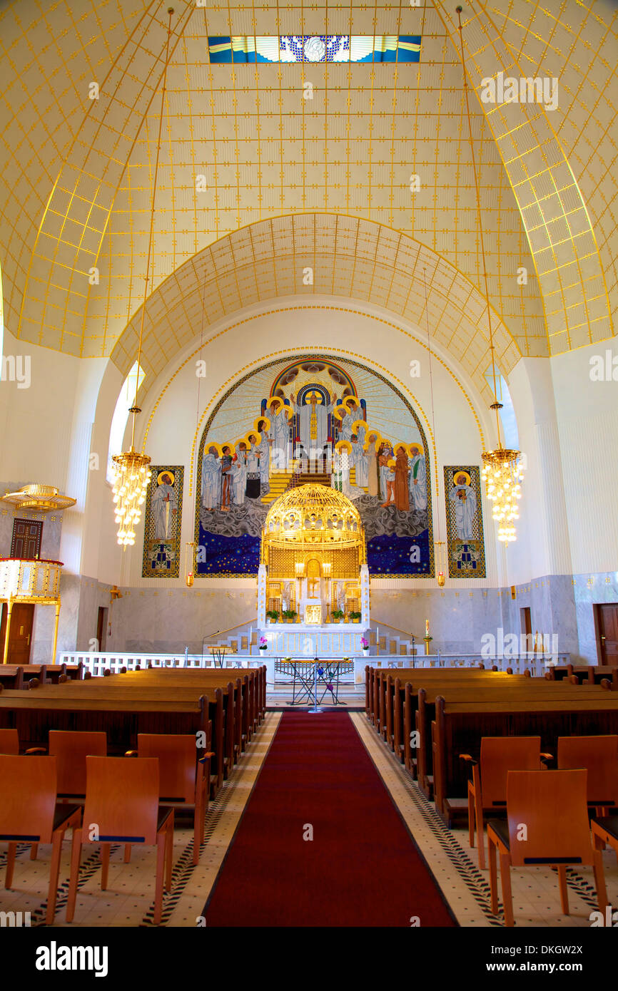 Interno del Kirche am Steinhof (Chiesa di San Leopoldo), progettato da Otto Wagner, Vienna, Austria, Europa Foto Stock