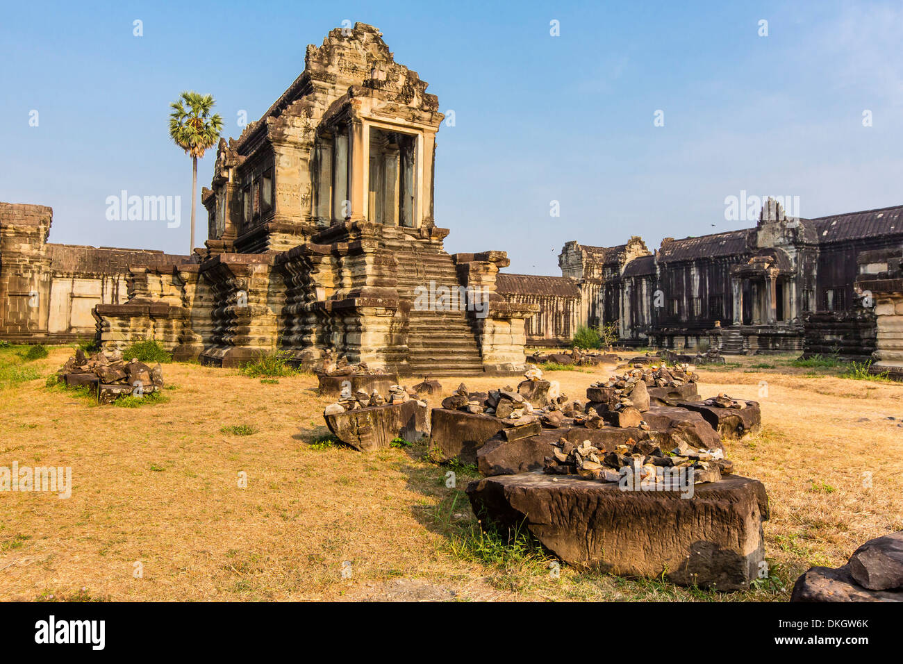 Interno terrazza rialzata a Angkor Wat, Angkor, Sito Patrimonio Mondiale dell'UNESCO, Siem Reap Provincia, Cambogia, sud-est asiatico Foto Stock