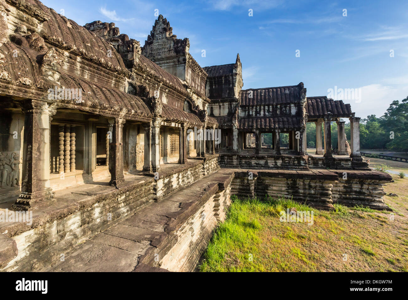Terrazza rialzata a Angkor Wat, Angkor, Sito Patrimonio Mondiale dell'UNESCO, Siem Reap Provincia, Cambogia, Indocina, Asia sud-orientale, Asia Foto Stock