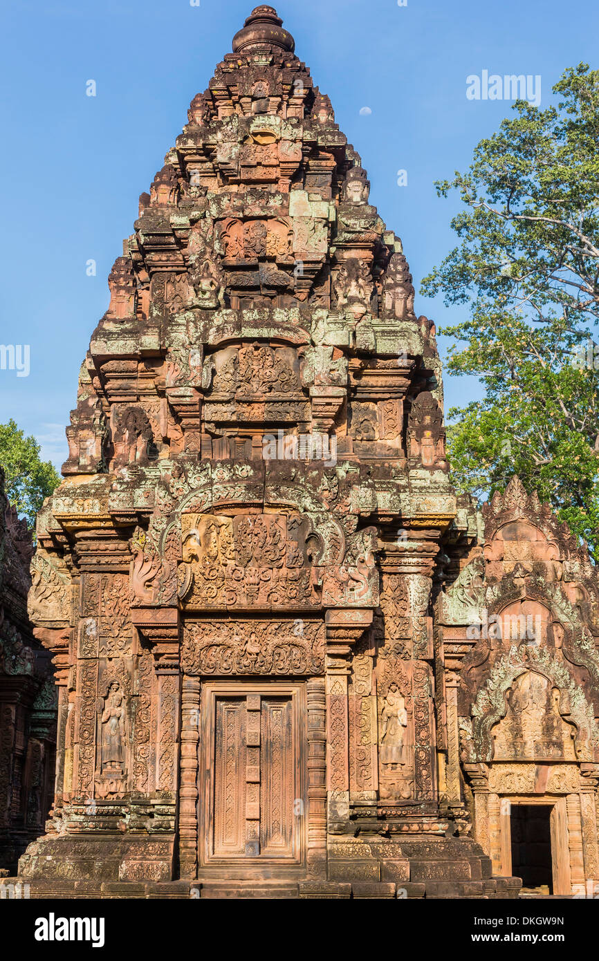 Il Banteay Srei tempio di Angkor, Sito Patrimonio Mondiale dell'UNESCO, Siem Reap Provincia, Cambogia, Indocina, Asia sud-orientale, Asia Foto Stock