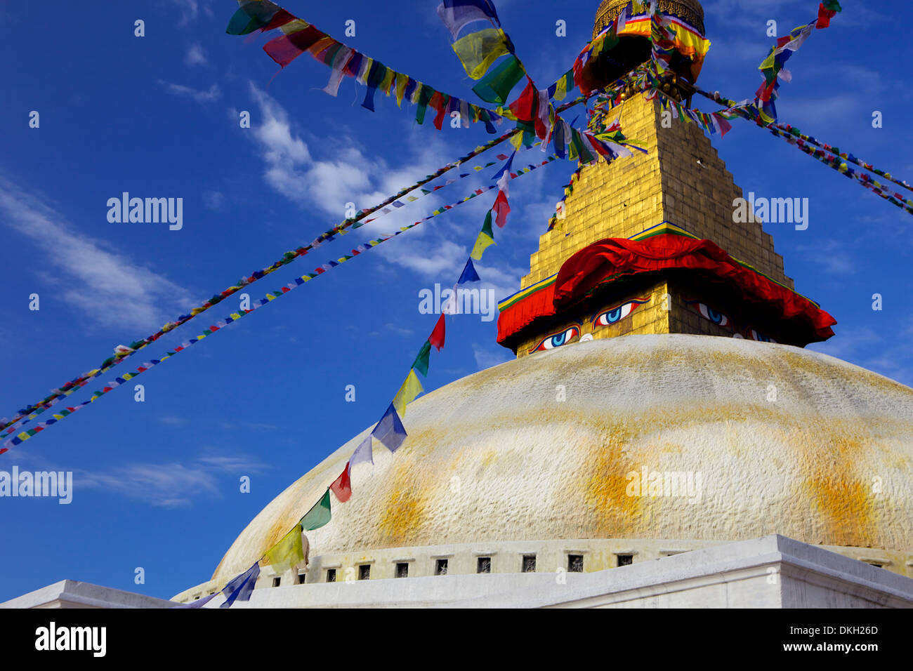Boudha (Bodhnath) (Boudhanath) stupa tibetano in Kathmandu, Sito Patrimonio Mondiale dell'UNESCO, Nepal, Asia Foto Stock