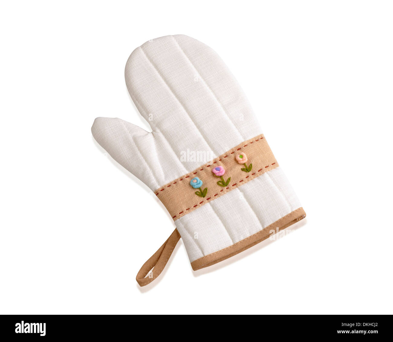 Cucina di guanto protettivo isolati su sfondo bianco Foto Stock