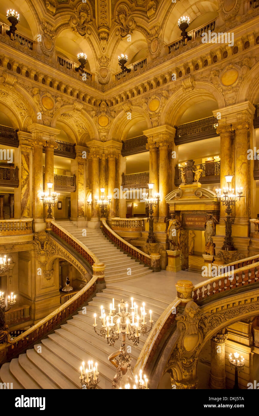 Interno del Palais Garnier - il Teatro dell'Opera, Parigi Francia Foto Stock