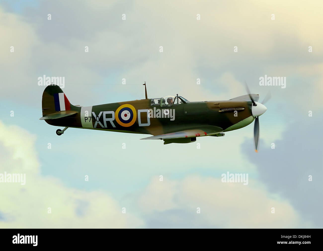 WW2 RAF Supermarine Spitfire Mk1A a Duxford Air show UK. Settembre 2013 Foto Stock