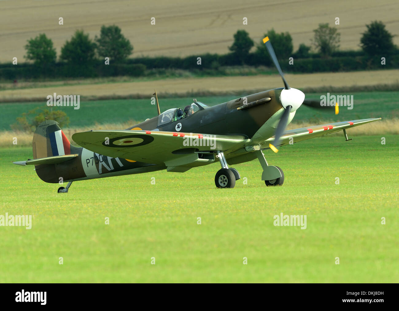WW2 RAF Supermarine Spitfire Mk1A a Duxford Air show UK. Settembre 2013 Foto Stock