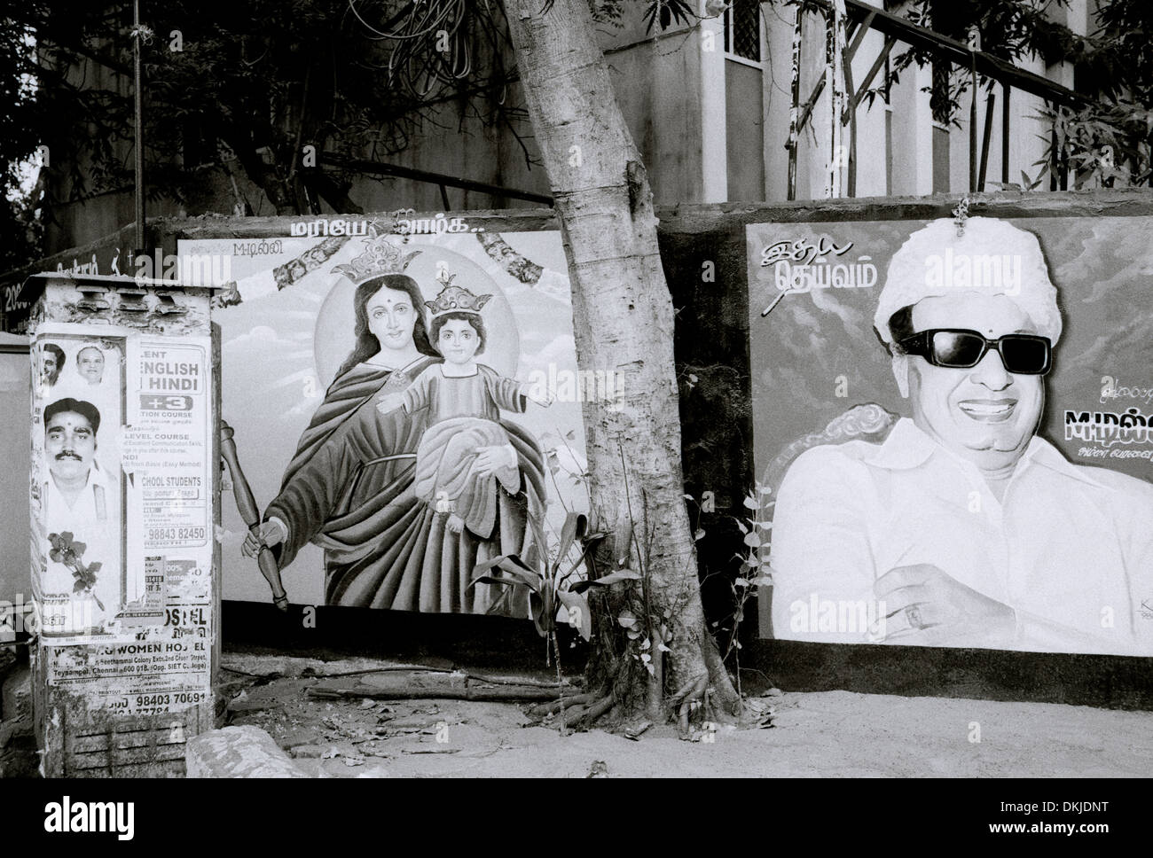 Religiosi e propaganda politica a Chennai Madras in Tamil Nadu, nell India orientale in Asia del Sud. Politica Cultura la vita cristiana Travel Foto Stock