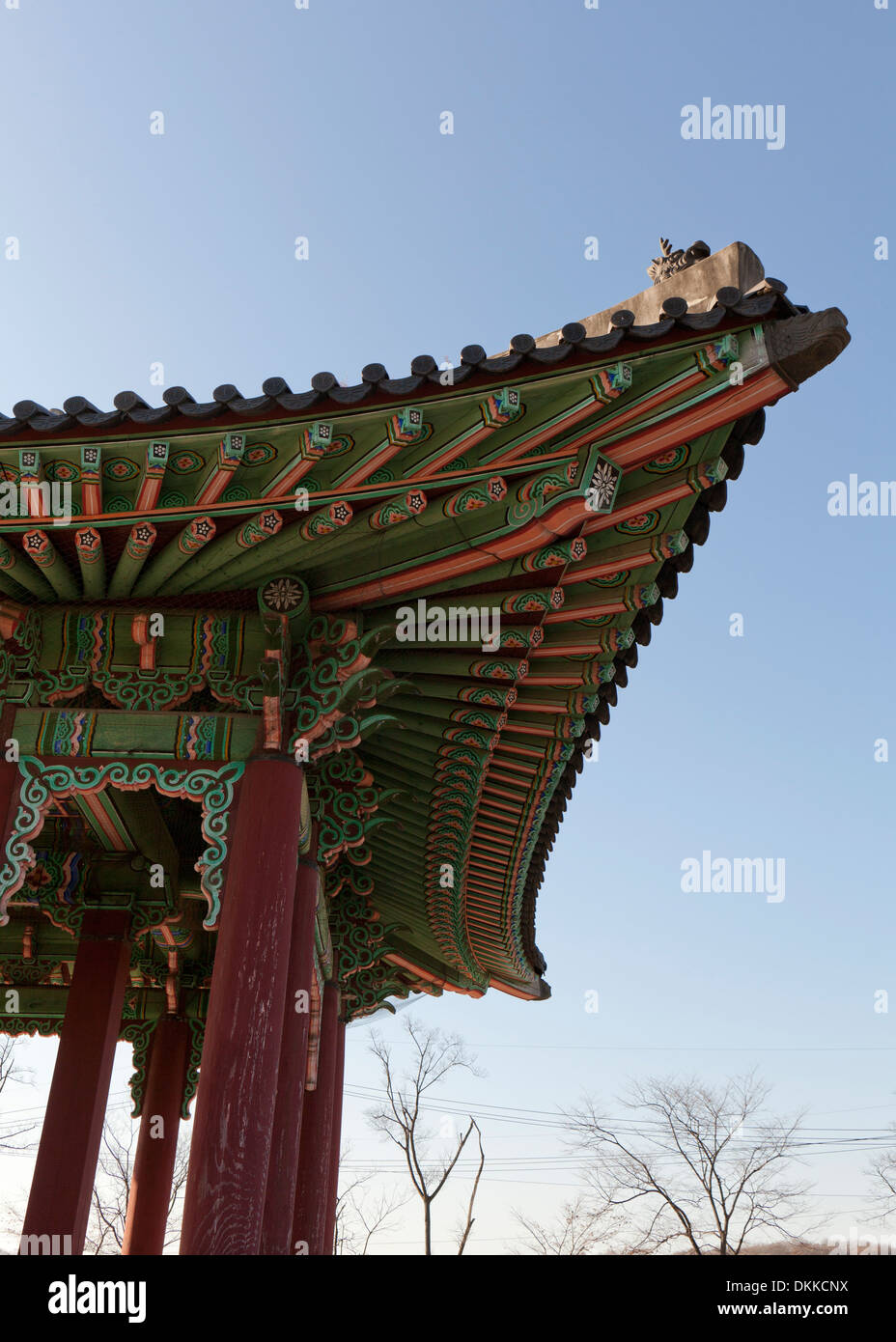 Tradizionale Coreana di costruzione del tetto in stile Hanok - Paju, Corea del Sud Foto Stock