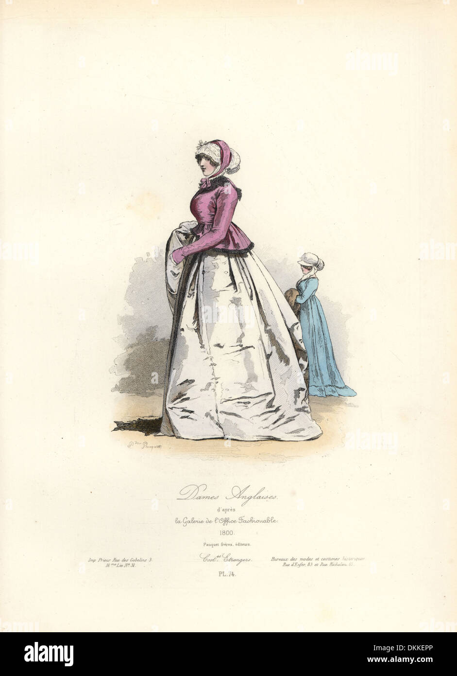 Inglese donne, 1800 dalla Galerie de l'office di moda. Foto Stock