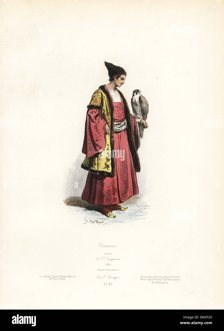 Circassian Il con falcon dopo il principe Gagarin, 1850. Foto Stock