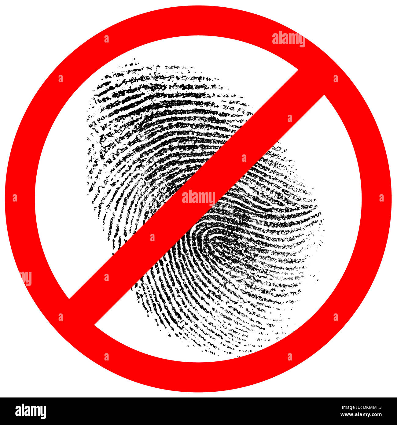 Nessuna impronta digitale o finger print vietato firmare Foto Stock