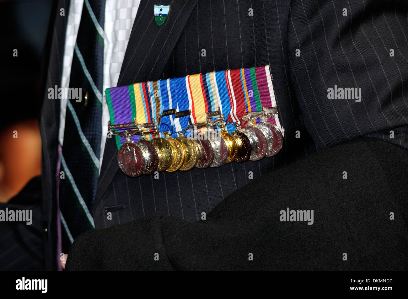 Marchio principale Tivey (pensionati: assistente segretario del reggimento dei segnali Royal Association) indossare medaglie Foto Stock