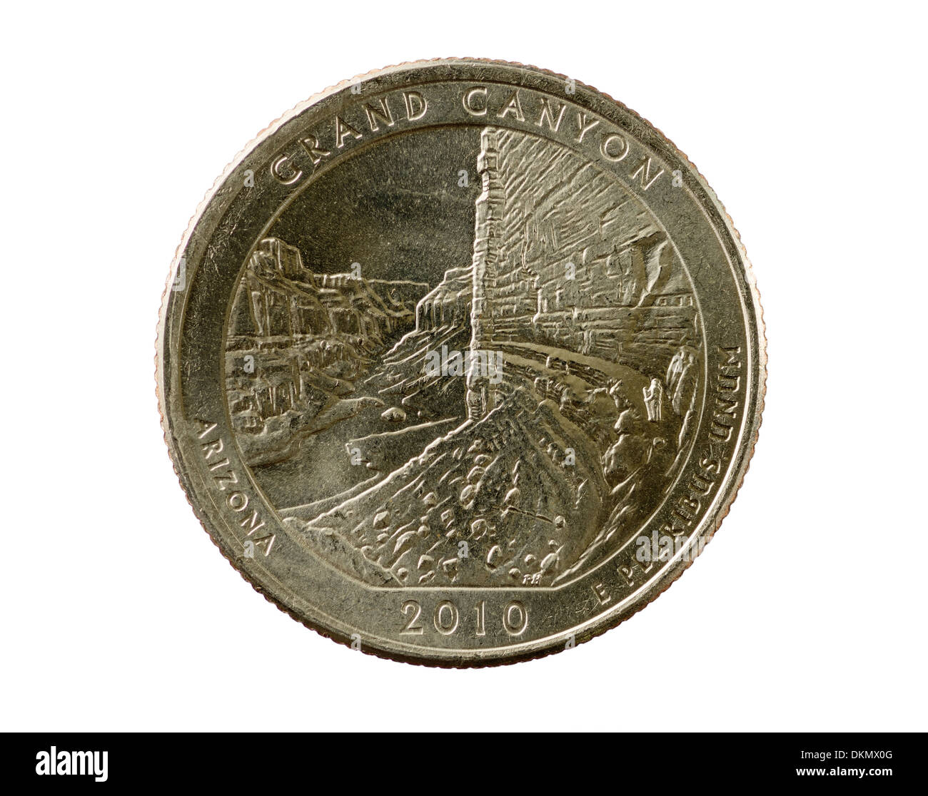 Parco Nazionale del Grand Canyon trimestre commemorative coin isolato su bianco Foto Stock
