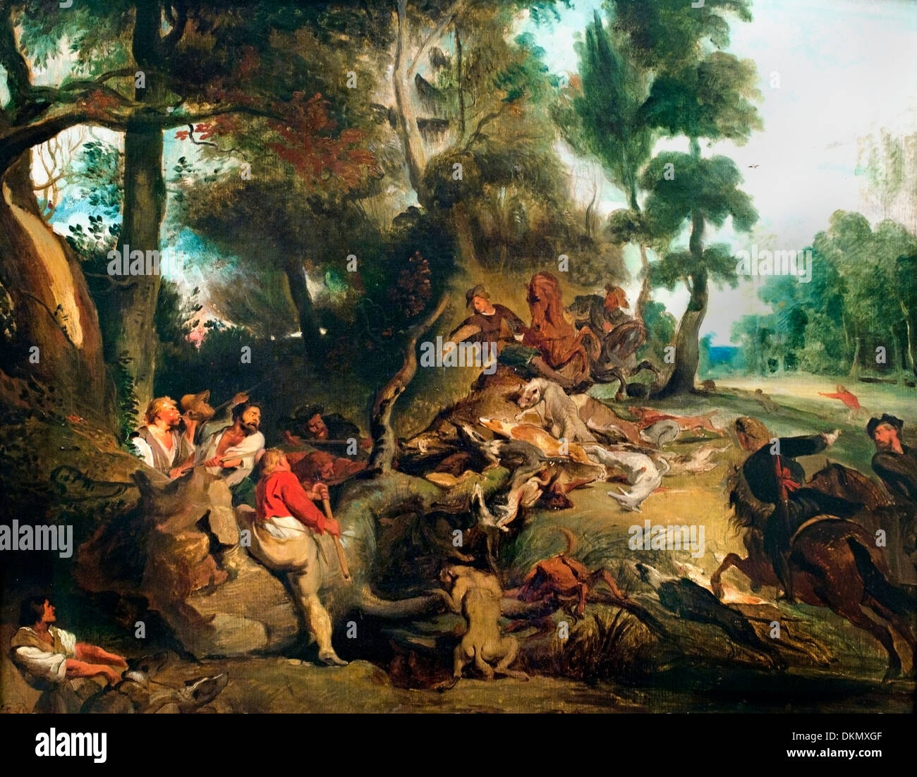 La caccia al cinghiale ( dopo Rubens ) 1839 Eugene Delacroix 1783-1863 Francia - Francese Foto Stock