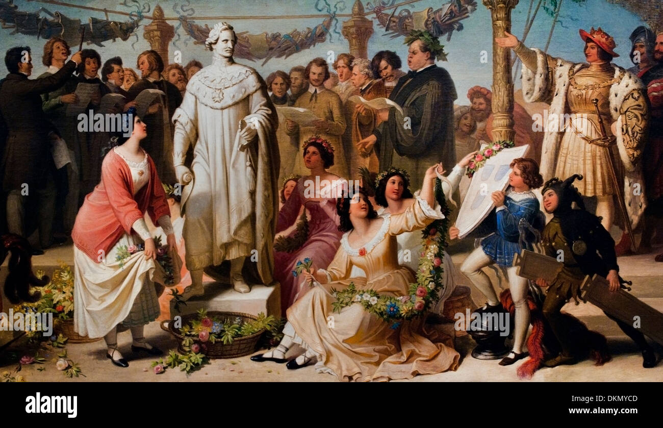 Un artista festival è dove la statua di re Ludwig I di limitata Bavariais Wilhelm von Kaulbach (1804-1874) tedesco Germania Foto Stock