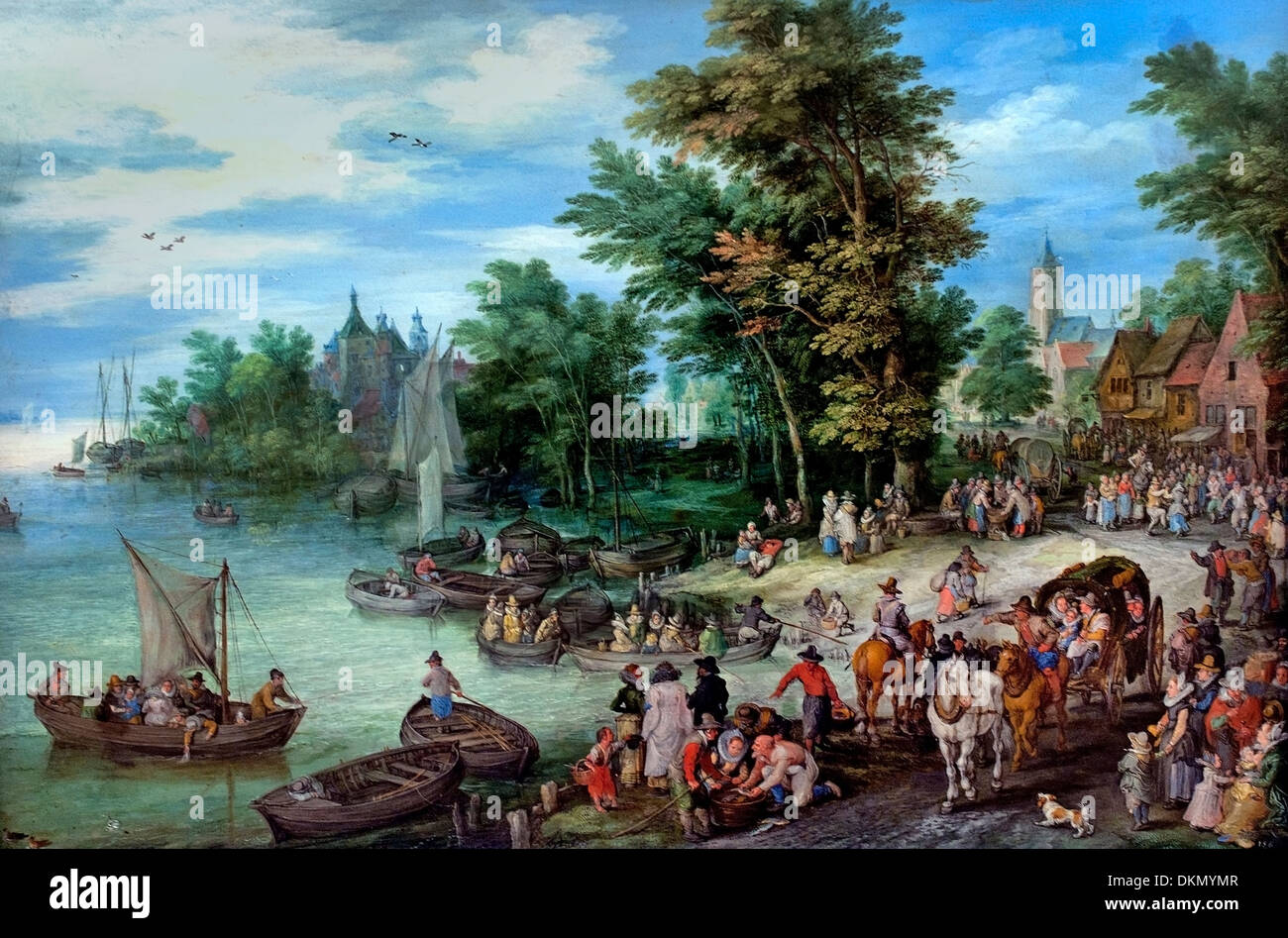 Luogo di sbarco di Jan Brueghel il Vecchio (1568-1625) Belgio fiammingo belga Foto Stock