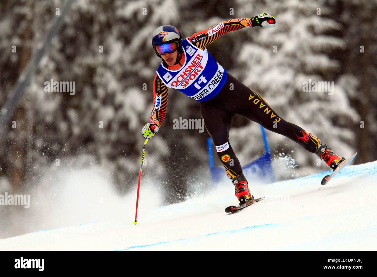 Beaver Creek, colo, STATI UNITI D'AMERICA. Il 7 dicembre, 2013. 12/07/2013 Beaver Creek, Colo. USA. ERIK GUAY del Canada durante il maschile di Coppa del Mondo di sci FIS superg gara sui rapaci Race Course in Beaver Creek, Colorado. © Ralph Lauer/ZUMAPRESS.com/Alamy Live News Foto Stock