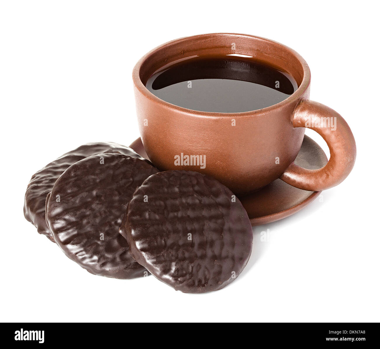 Tazza di caffè con biscotti al cioccolato Foto Stock