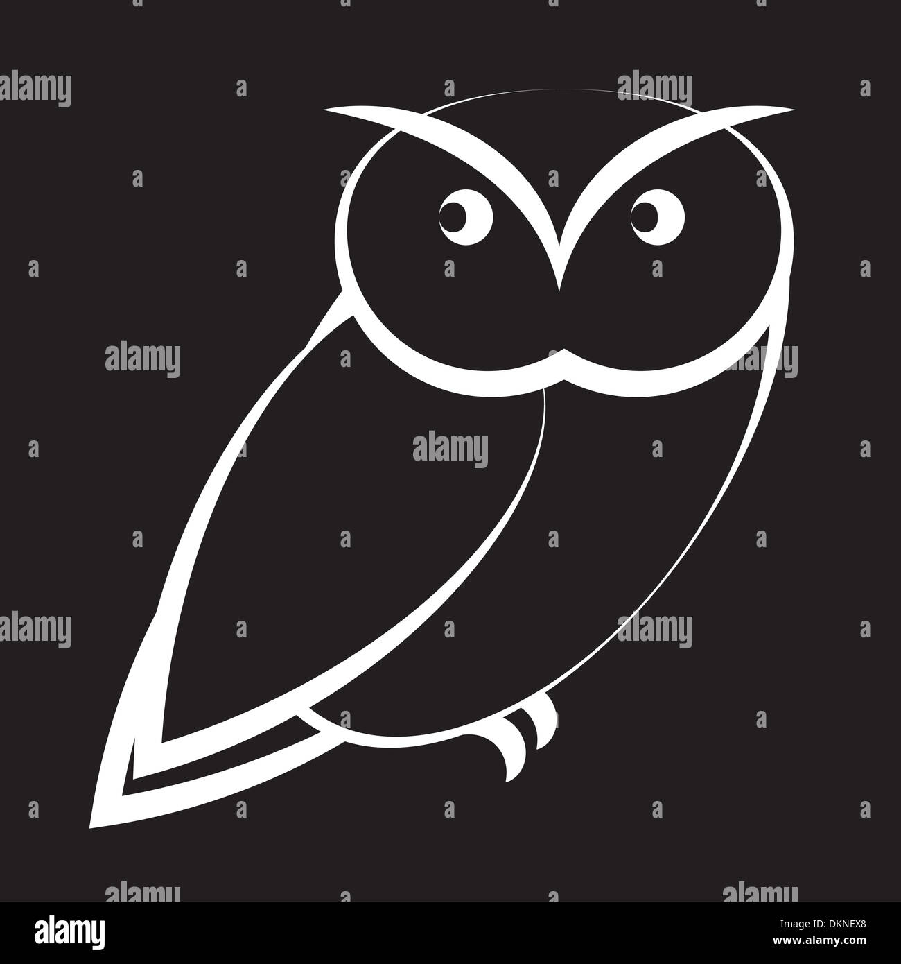 Cartoon gufo in bianco e nero Foto Stock