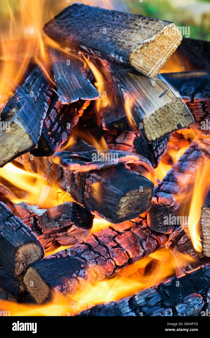 UK: fuoco di legna Foto Stock