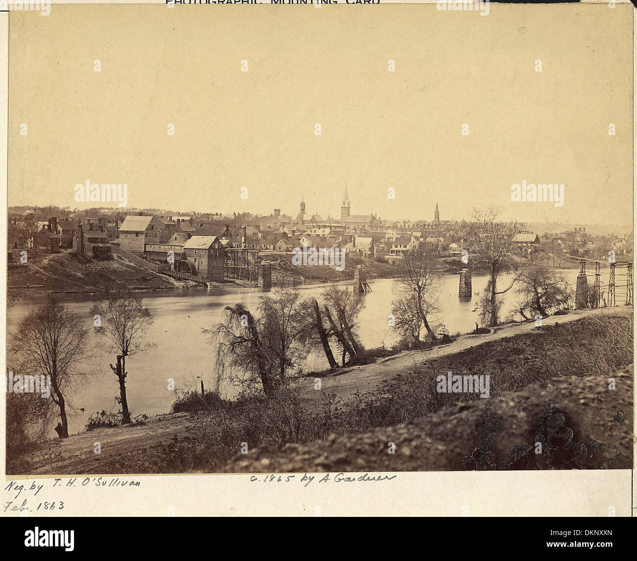 Una visione storica di Fredericksburg, Virginia, nota per il suo ruolo fondamentale nella guerra civile, che offre una visione del significato della città durante il XIX secolo. Foto Stock