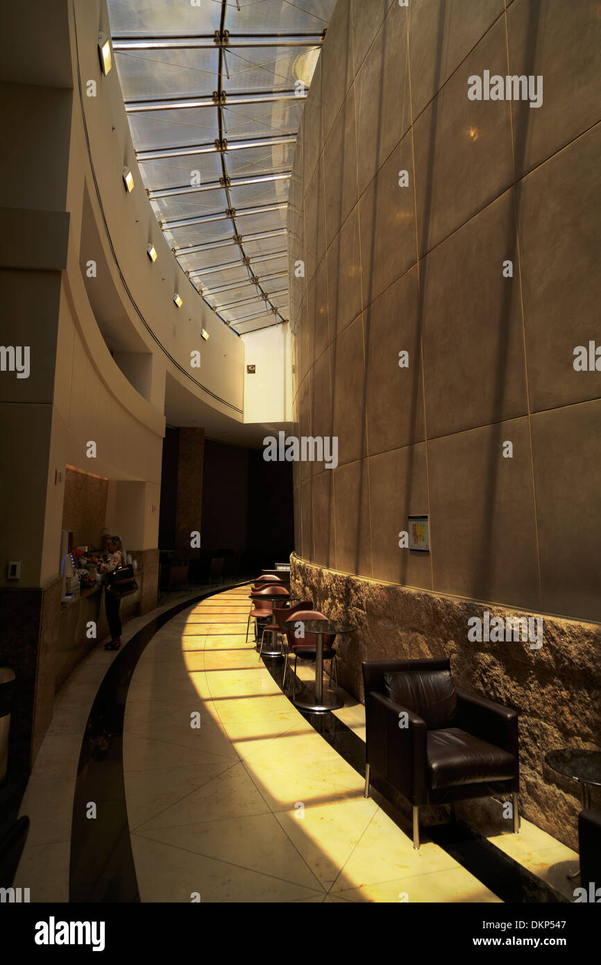 Lucernario illumina il passaggio nell'American Airline Admiral's club di Dallas Fort Worth, Texas, Stati Uniti d'America Foto Stock