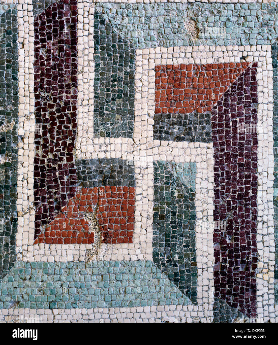 Mosaico romano con la svastica, Museo Archeologico Nazionale, Taranto, Puglia, Italia Foto Stock