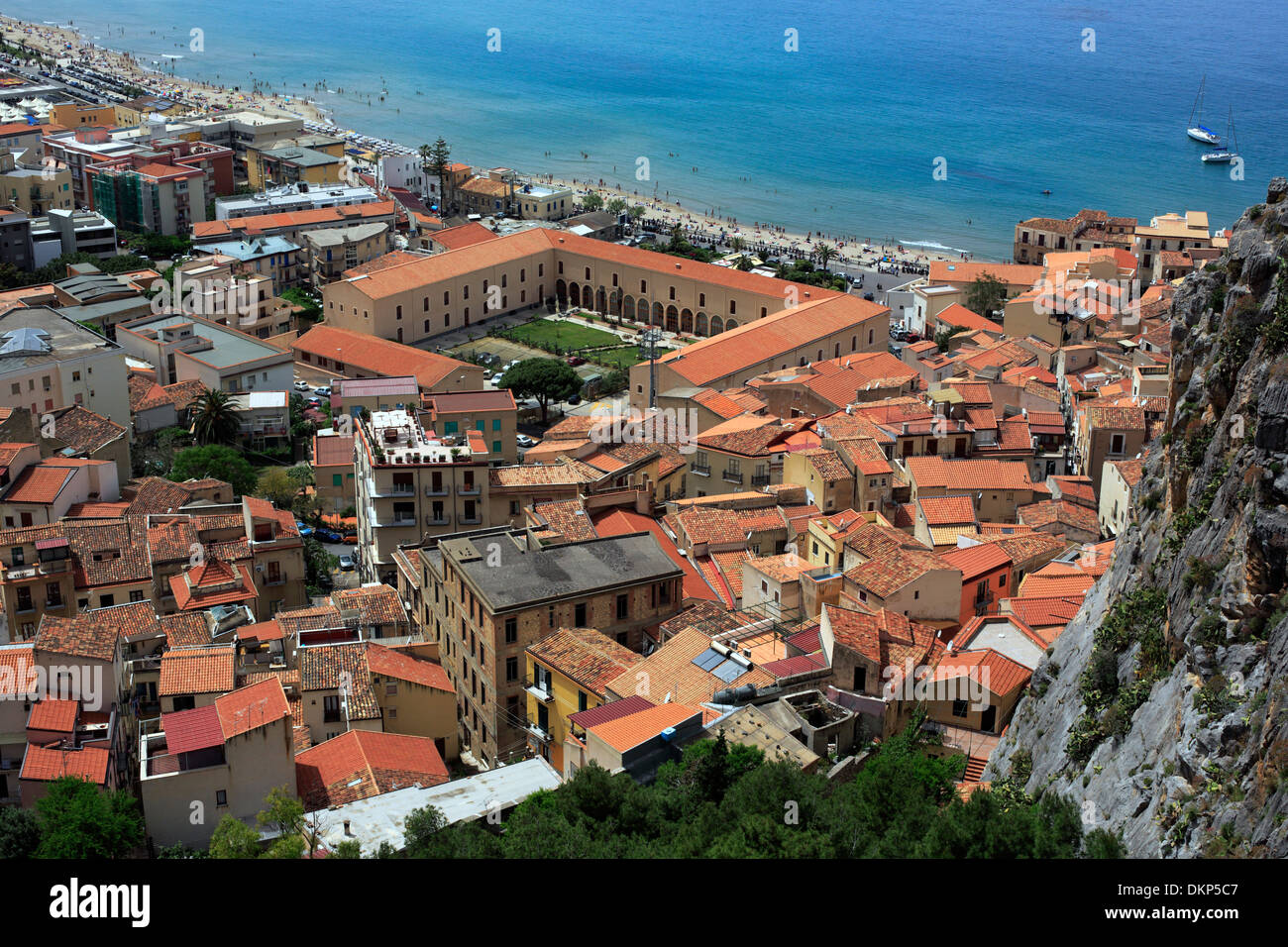 Cityscape, Cefalu, Sicilia, Italia Foto Stock