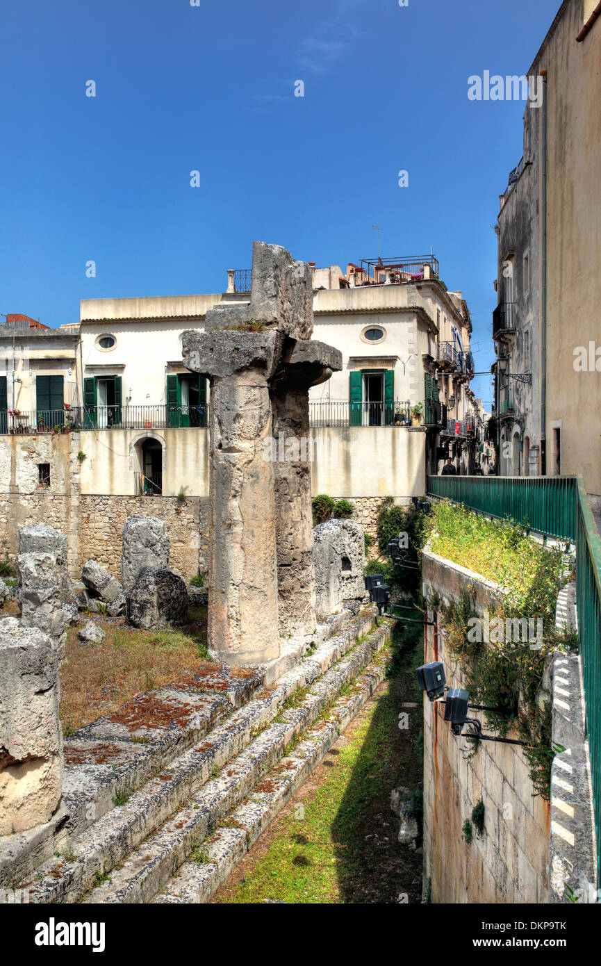 Tempio di Apollo, Piazza Pantalica, Ortigia, Siracusa, Sicilia, Italia Foto Stock
