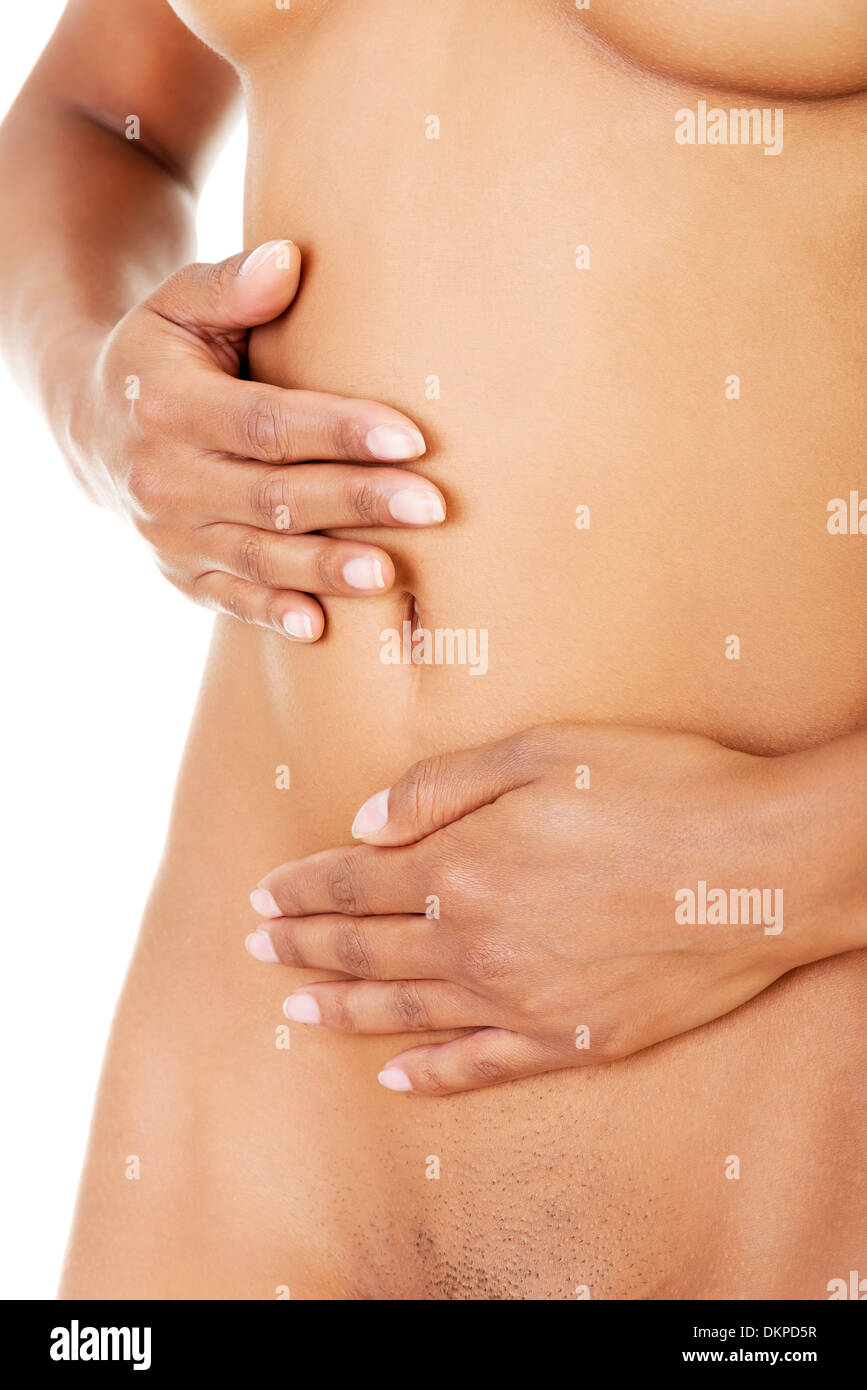 Montare e sottile per la giovane donna pancia Foto Stock