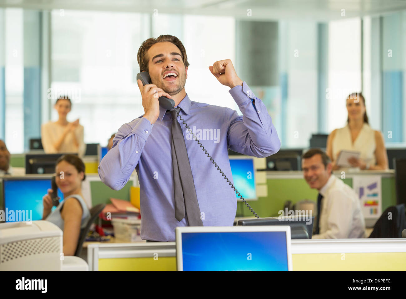 Imprenditore tifo in office Foto Stock