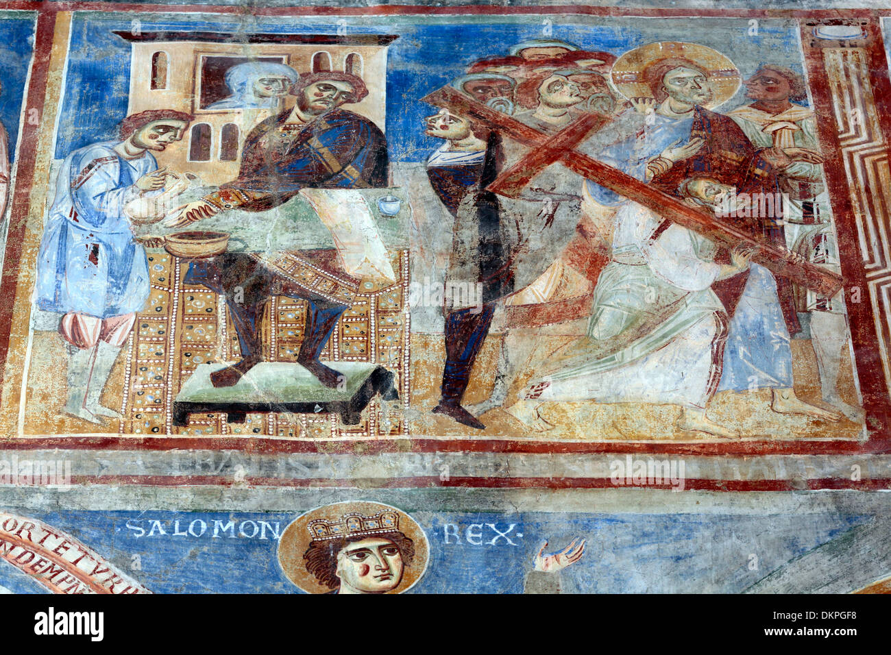 Pittura murale, la chiesa abbaziale di Sant Angelo in Formis, Campania, Italia Foto Stock