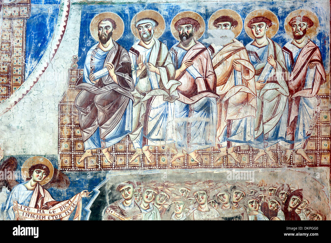 Pittura murale, la chiesa abbaziale di Sant Angelo in Formis, Campania, Italia Foto Stock