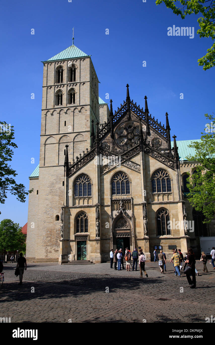 Cattedrale di Muenster, Muensterland, Renania settentrionale-Vestfalia, Germania Foto Stock