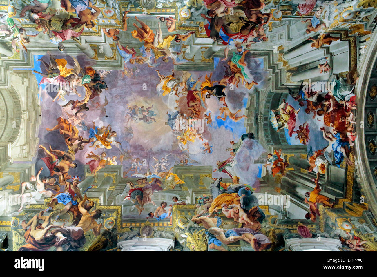 Il Apotheose di Sant Ignazio, soffitto (affresco di Andrea Pozzo, 1690), Sant Ignazio chiesa, Roma, Italia Foto Stock