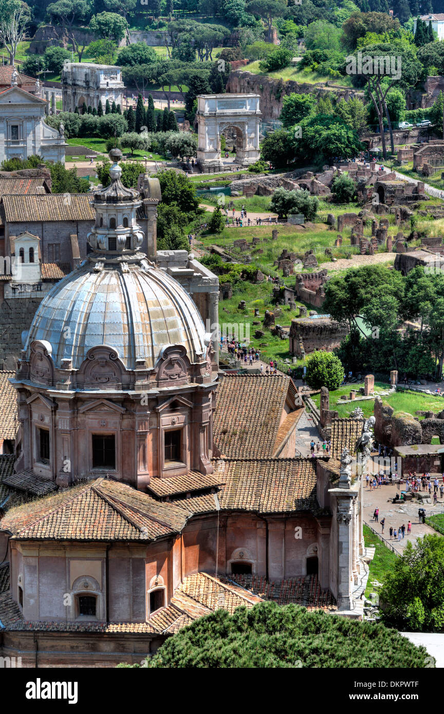 Cupola di San Lucas e Martina Chiesa, Roma, Italia Foto Stock